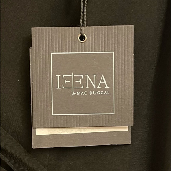 NWT IEENA for MAC DUGGAL Jersey Long Sleeve Asymmetrical Ruched Gown Size 14 - Picture 8 of 9